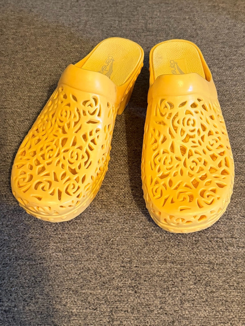 Dansko Pippa Yellow Floral Cutout Slip-On Clogs